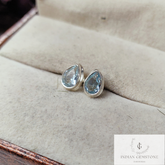 Sky Blue Topaz Stud Earring, Handmade Bridal Earring, 925 Sterling Silver Earring, Dainty Topaz Jewelry, Blue Gemstone, Anniversary Gift